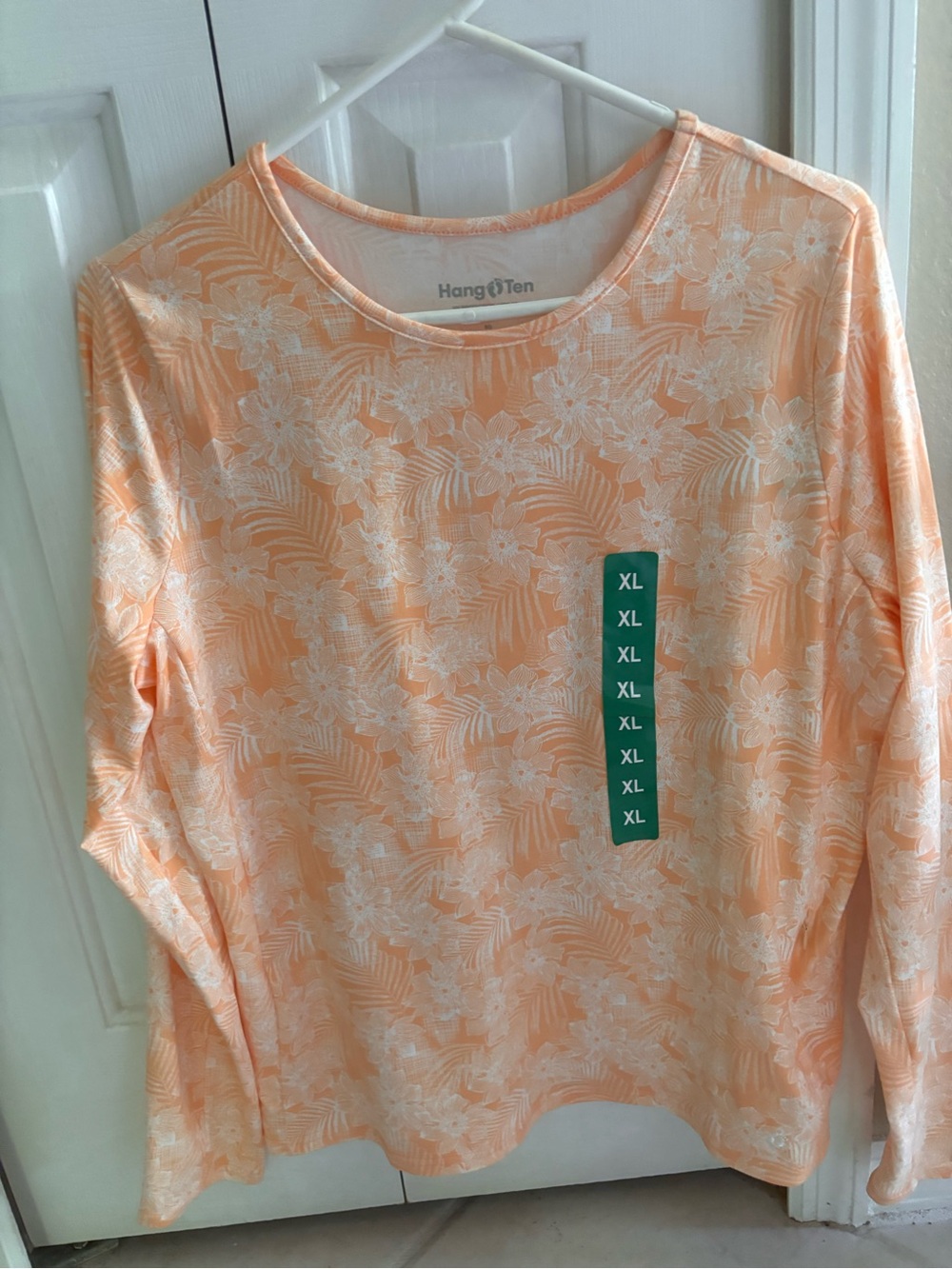 Hang Ten Peach and White Floral Long Sleeve Shirt extra large -large